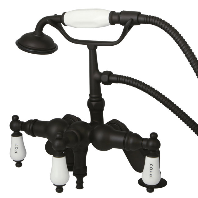 Hot Springs Triple Handle Deck Mounted Clawfoot Tub Faucet with Handshower