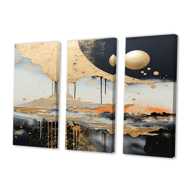 Moonlight Reverie - Abstract Landscape Wall Art Set, Wrapped Canvas, 32" H x 48" W x 1" D