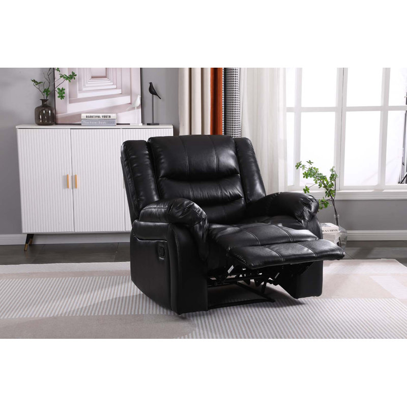 Rolnik 95cm Wide Standard Recliner, Black Leather Match