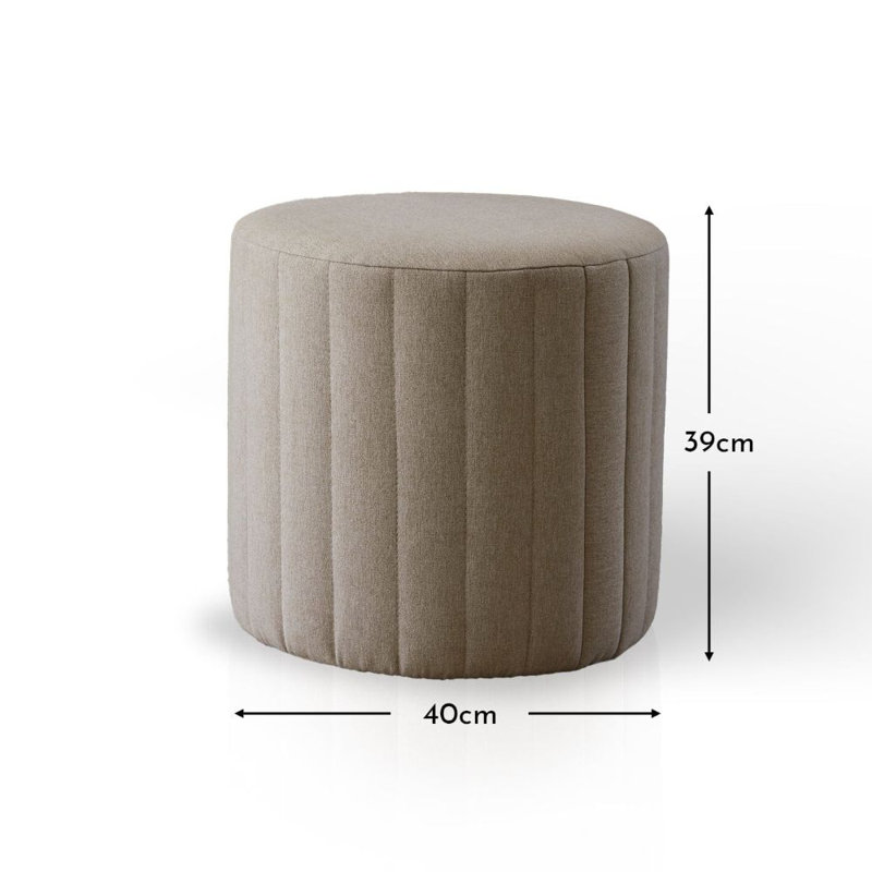 40cm Wide Velvet Round Standard Ottoman, Sand