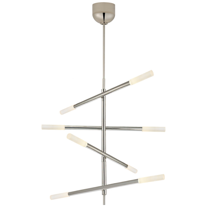 Kelly Wearstler Rousseau Large Articulating Chandelier, 33.5" H x 32" W x 3" D, Seeded Glass, Polished Nickel