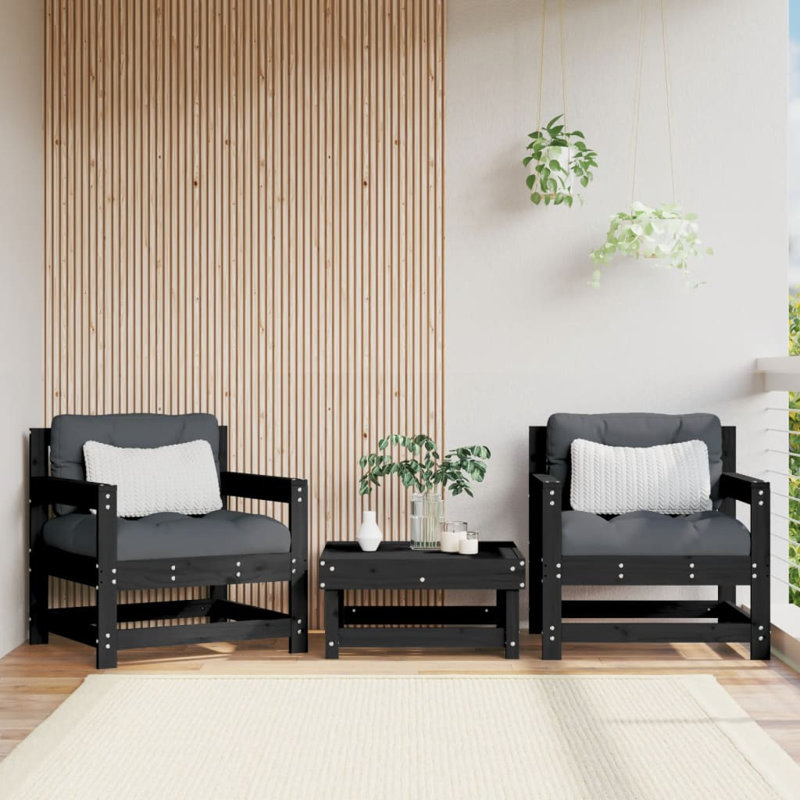 Ogie Outdoor Lounge Chair, Black