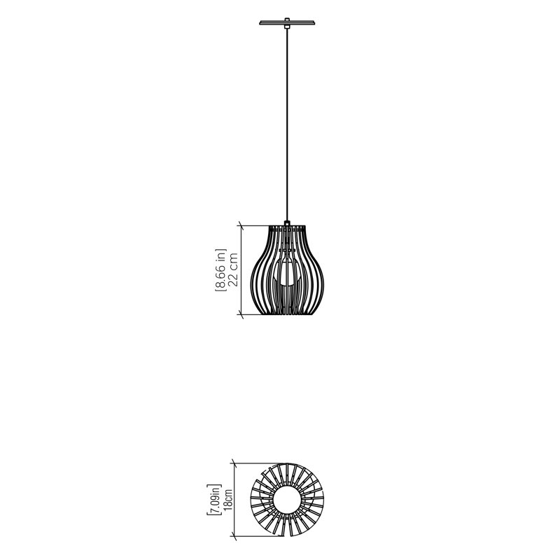 Stecche Di Legno 1 - Light Pendant, Charcoal, Charcoal