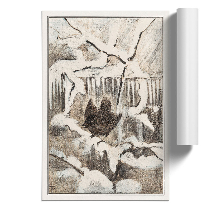 Wren on Snowy Branch by Theo van Hoytema - Frameless Print, 30cm H x 21cm W x 0.1cm D