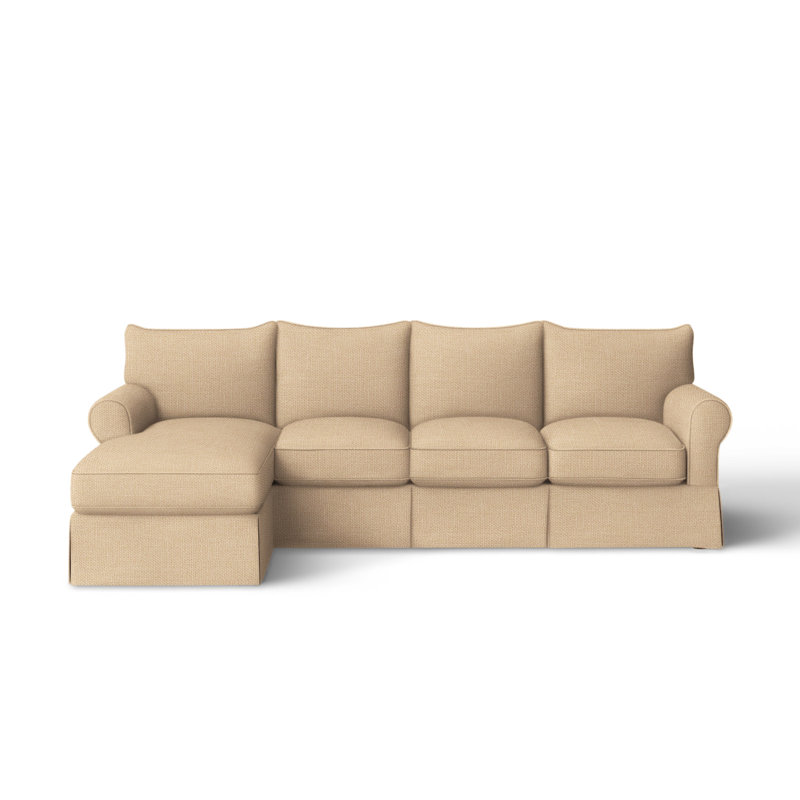 Amari L-Shaped Slipcovered Sectional, Right Hand Facing, Drusky Charcoal Sustain® Basketweave