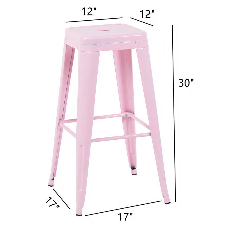4 tabourets de bar roses en métal sans dossier à hauteur de comptoir de 30 po pour îlot de cuisine - métal, installation rapide, assemblage d'outils idéal pour la structure, charge robuste