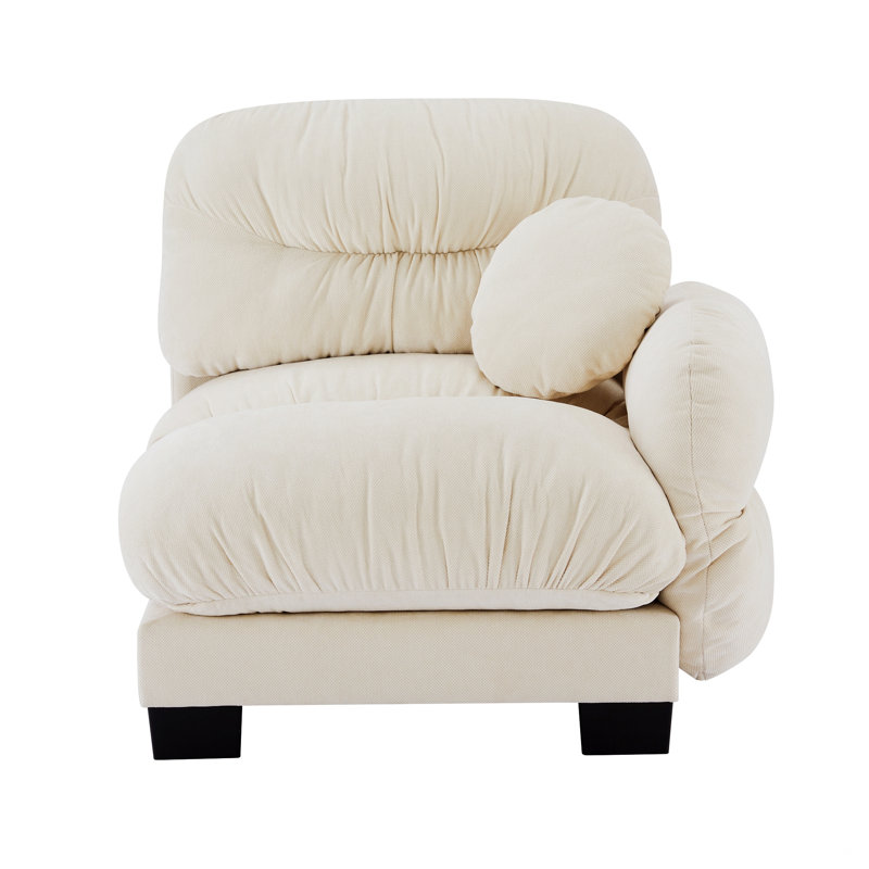 Chaise d'appoint, fauteuil simple avec un accoudoir, Beige