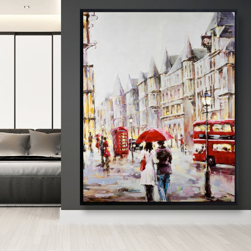 «European Street By A Rainy Day» sur toile