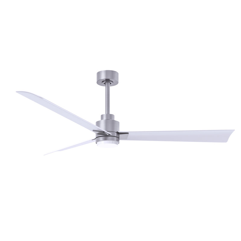 Ventilateur de plafond Alessandra, Blanc mat, Nickel brossé, 56"