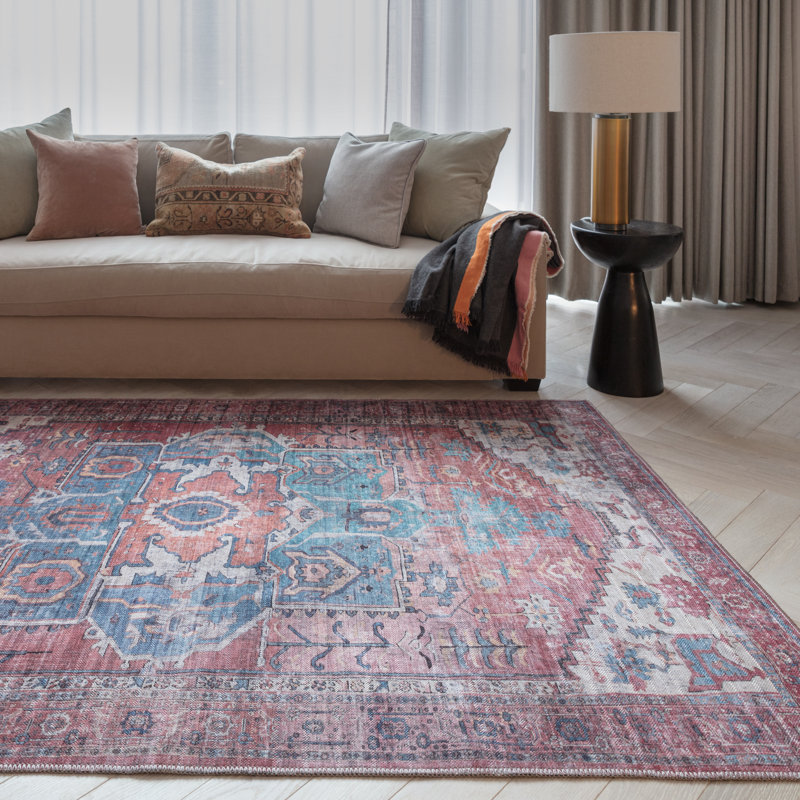 Mason Shiva Flatweave Red/Blue Rug, Rectangle 120 x 170cm