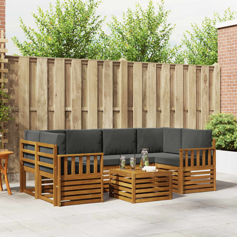  Ensemble de canapé 7 pièces en bois d'acacia massif naturel et anthracite