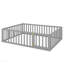 Structure de lit en bois pour grand lit avec clôture et porte, gris-1891624652