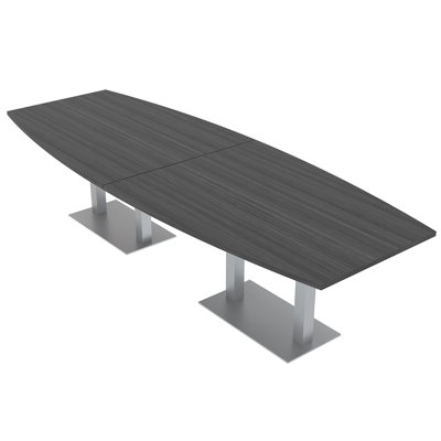 Boat Shaped Conference Table with Double Metal Post Base by Inbox Zero