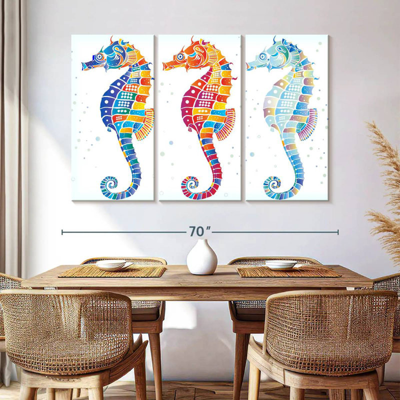 Trio d'hippocampes, H 42 po x l 65 po