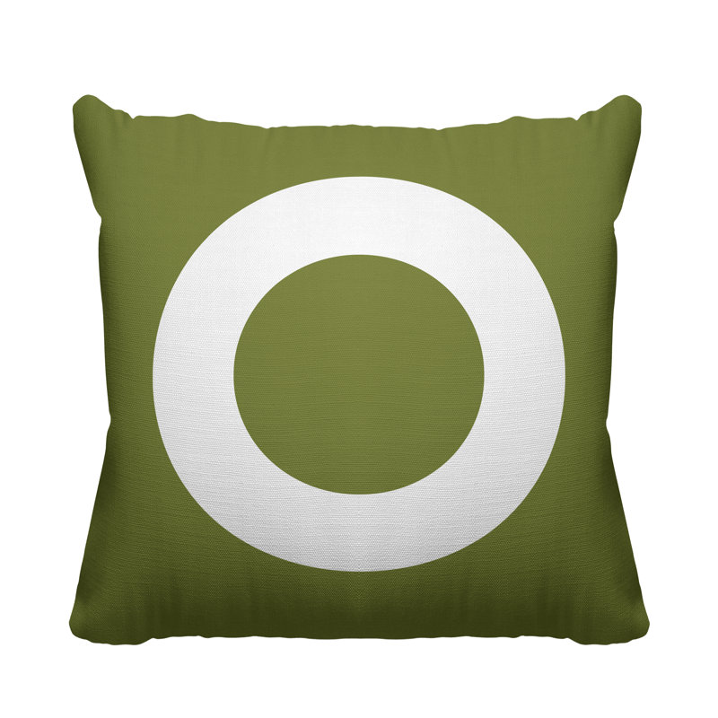 Coussin décoratif intérieur / extérieur Spencer Circle, 19 po x l 19 po, Vert olive