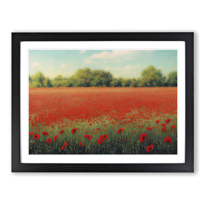 A Lush Poppy Field Flowers - Framed Print