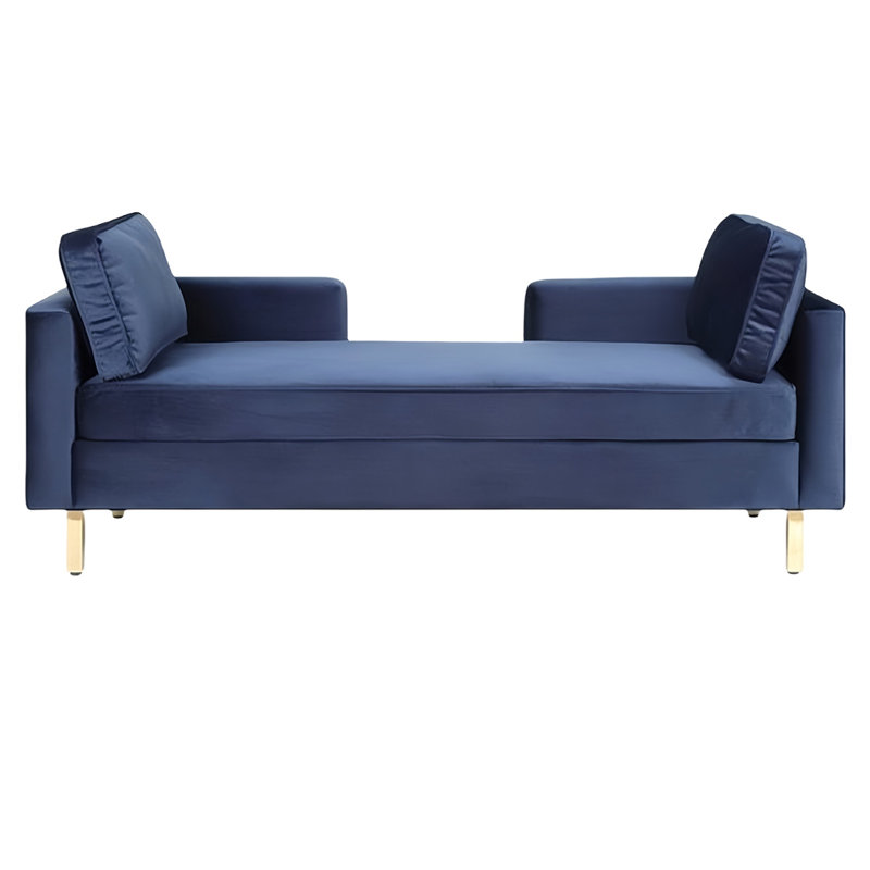 Banc rembourré en velours, H 25,59 po x l 70,86 po x P 23,62 po, Bleu foncé
