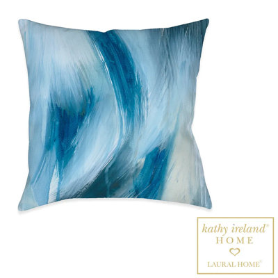 Coussin décoratif d'intérieur abstrait bleu I kathy ireland® par Laural Home