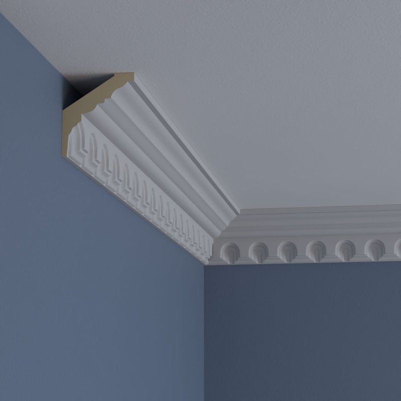 Primed White Polyurethane Crown Moulding, 94.5" Length