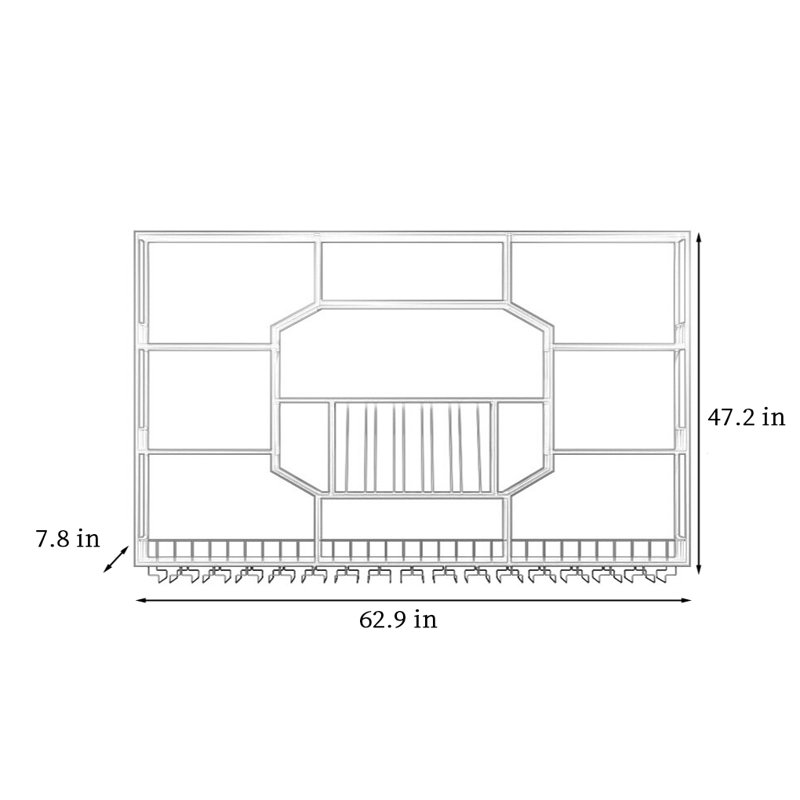 Porte-bouteilles mural Creative, H 47,2 po x l 62,9 po x P 7,8 po, Noir, noir, noir, noir