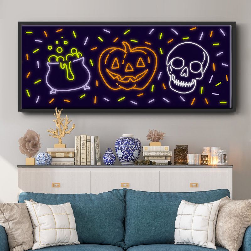 Neon Halloween Collection D-, toile encadrée, H 24 po x l 60 po