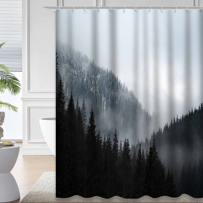 Rideau de douche à 12 crochets Forest Misty, L 72 po x l 72 po