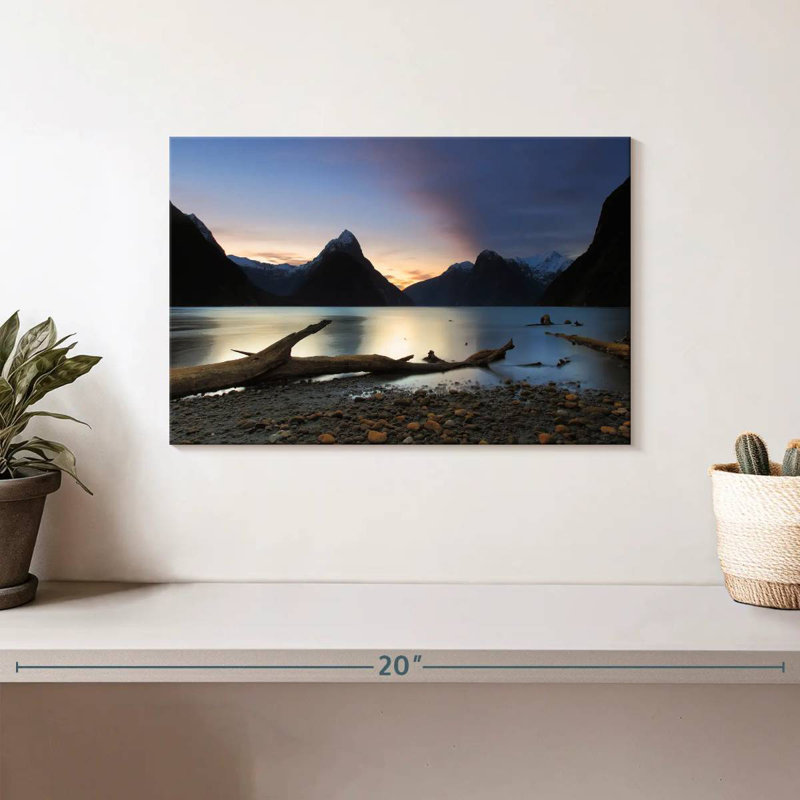 Coucher de soleil sur le lac Nicci Milford Sound, H 8 po x l 12 po