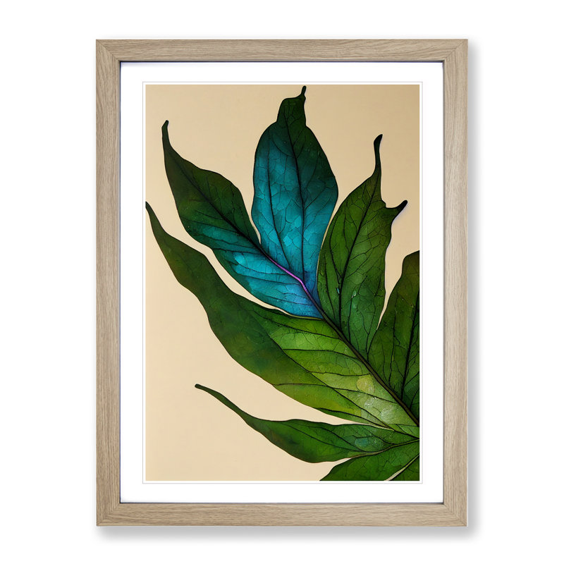 Gracious Leaf - Single Picture Frame Painting, 34cm H x 25cm W x 2cm D, Oak