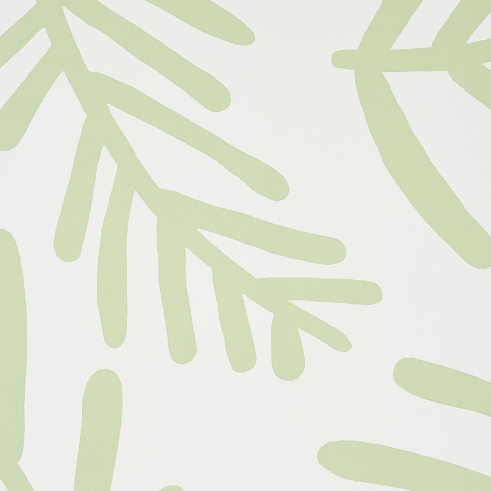 Schumacher x Caroline Z Hurley Tiah Cove Wallpaper, Sage Leaf