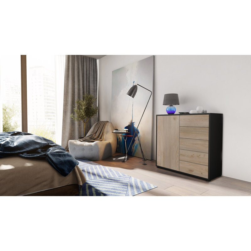 Mcdevitt 79cm Sideboard, Black (Matt)/Nordic Oak