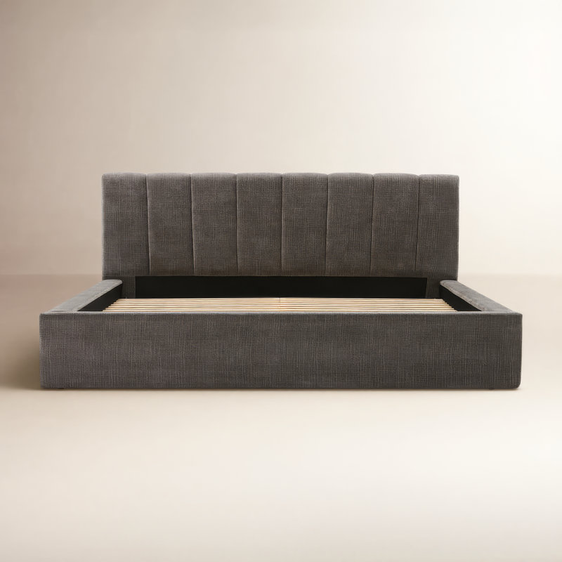 Delmar Upholstered Platform Bed, King, Selene Stone
