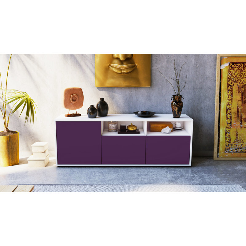 Wysocki Unfinished TV Stand for TVs up to 60", Purple / Matte White