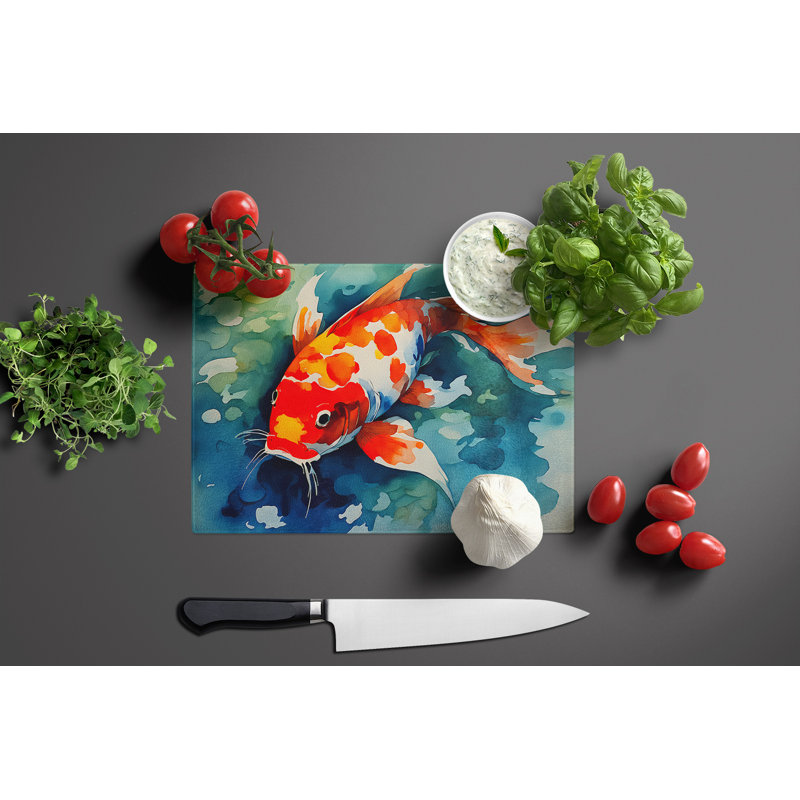 Koi Fish Glass Cutting Board Large