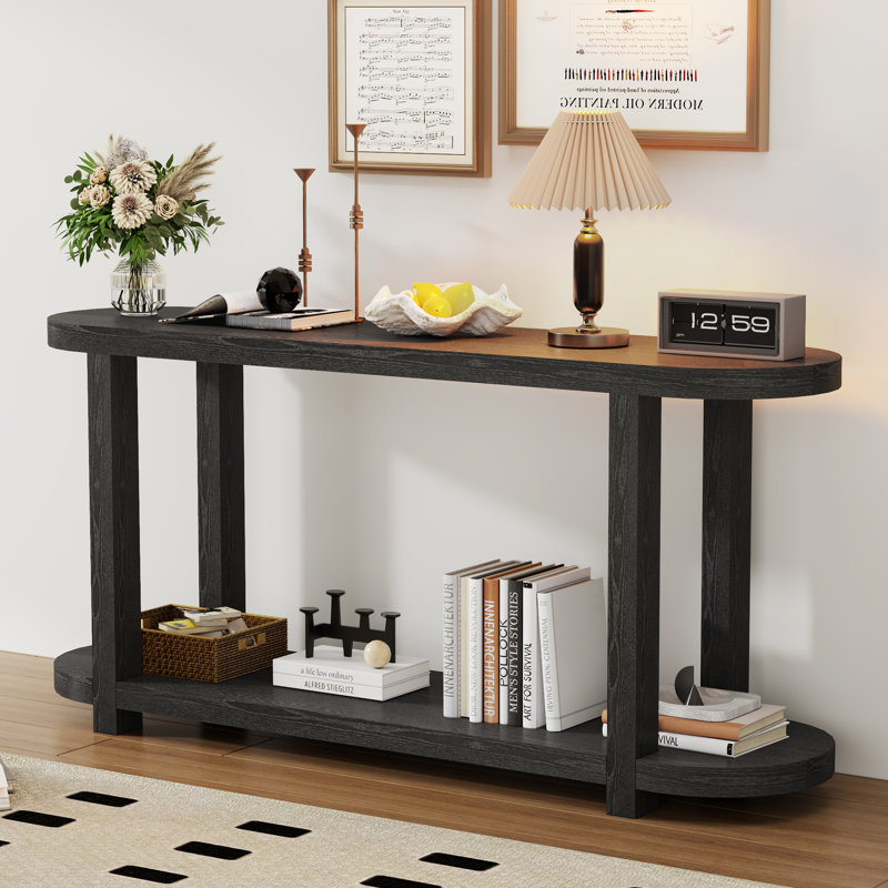 U_style modern minimalist ash veneer console table with streamlined design, ideal for entryway, living room, and study