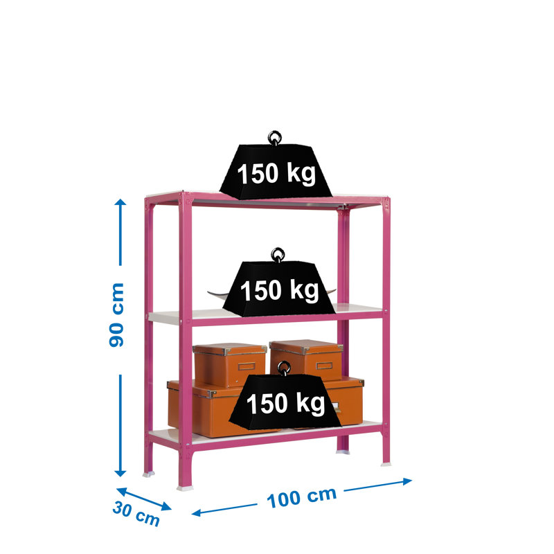 Vannatta 100 cm W Steel Adjustable Height Shelving Unit, Rose