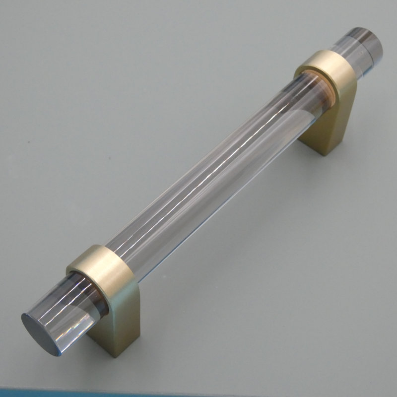 Acrylic Brass Cabinet and Drawer Pulls, 12.6", Gray