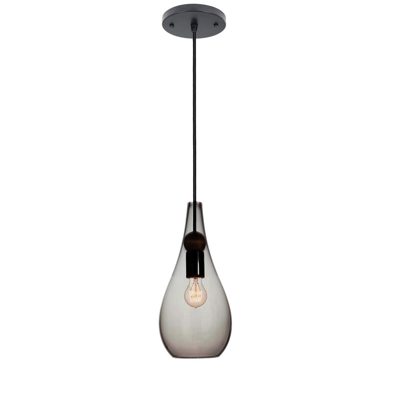 Luminaire suspendu en forme de larme à 1 lumière Earth, Noir mat