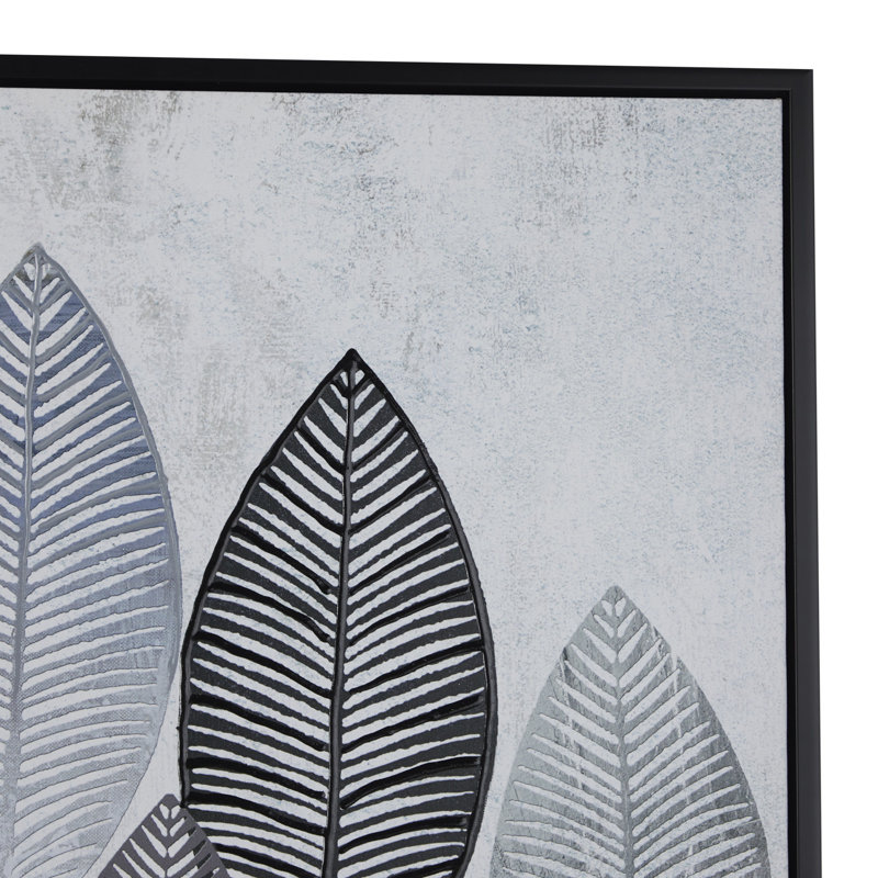 «Black and White Veine Leaves», reproduction encadrée, Noir / blanc, L 65,5 po x H 47,5 po, Noir