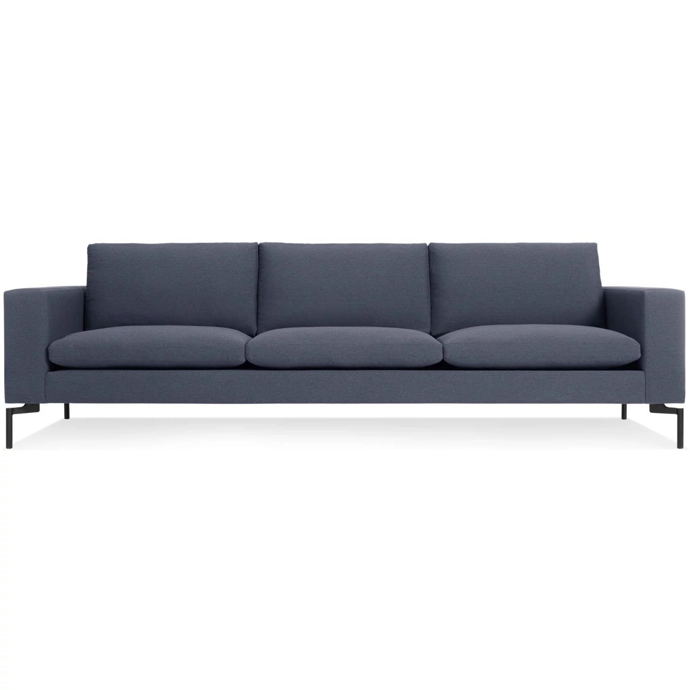 New Standard Upholstered Sofa, Black, 32" H x 104" W x 35" D, Nixon Blue Acrylic