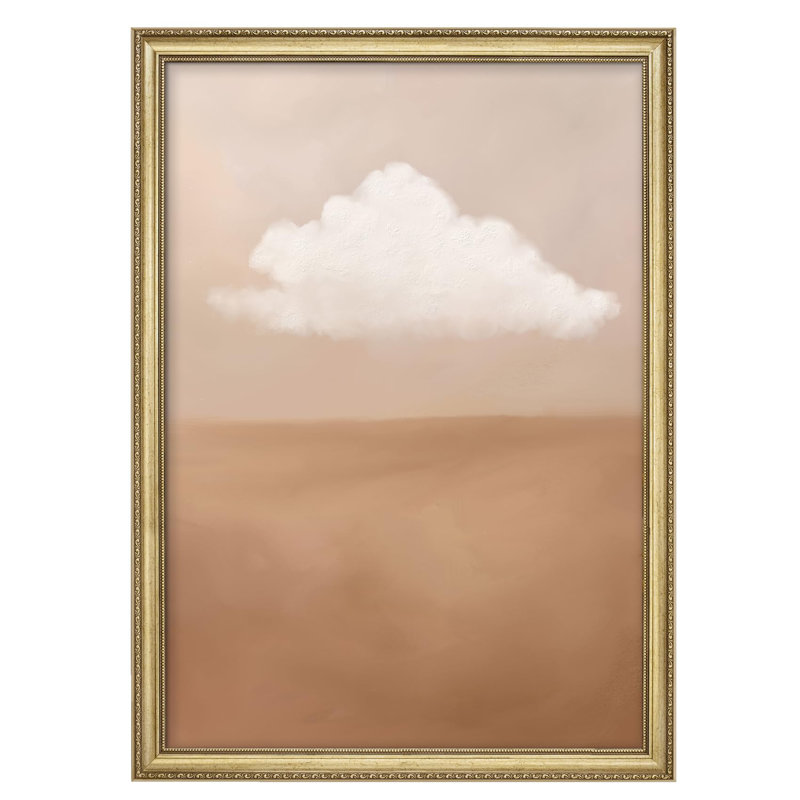 Nuage blanc minimaliste sur fond beige paysage doux et apaisant rétro antique classique, Non