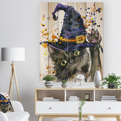 " Halloween Cat And Witch Hat " Painting Print