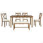 Ensemble de 6 tables de salle à manger en bois, 4 chaises en tissu et banc-1294542969-1294542975