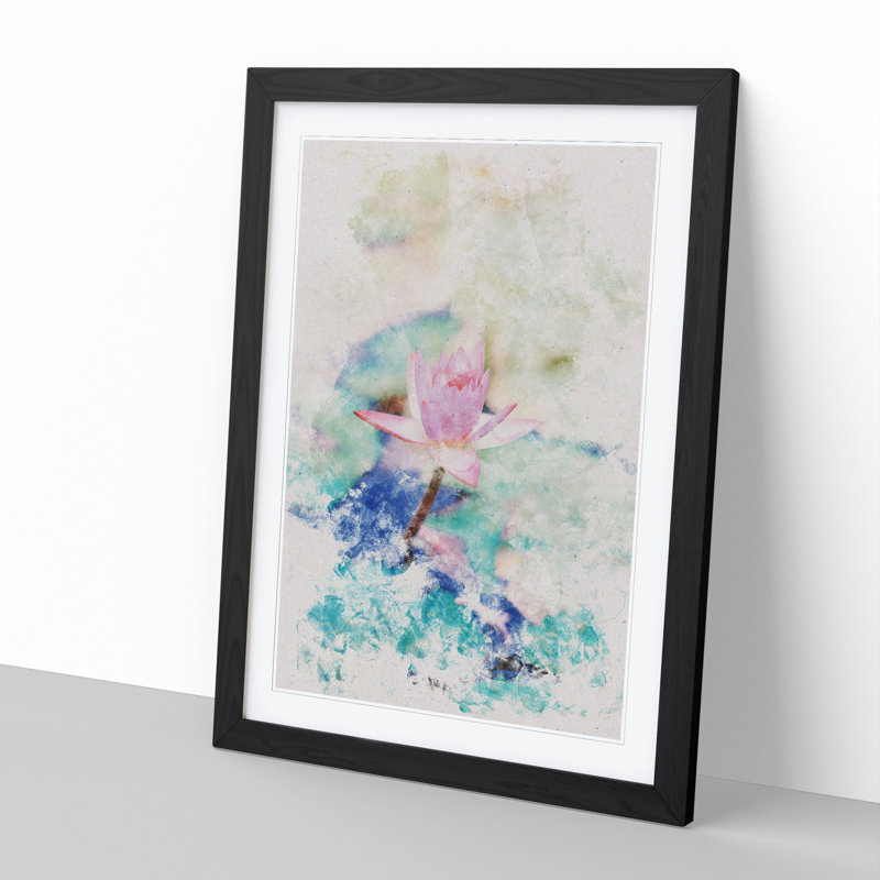 Pale Pink Water Lily - Picture Frame Painting, Black Framed, 36cm H x 27cm W x 2cm D