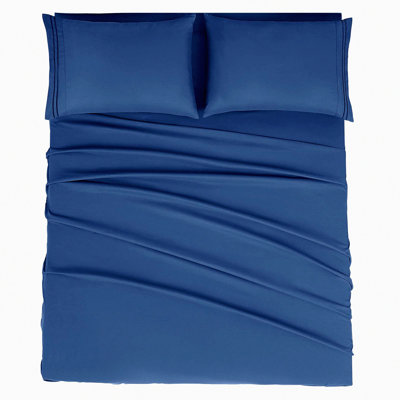 Luxury Comfort 1800 Queen Sheet Set - Hypoallergenic Deep Pocket Bedding with Pillowcases - Wrinkle Resistant Navy Sheets - Breathable & Fade Resistant - 4 Piece Set