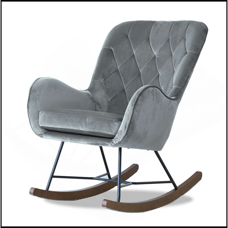 Chaise berçante Mid-Century moderne en gris foncé