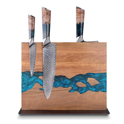 Acacia Blue Resin 12X10 Inch Double Sided Strong Magnetic Knife Block