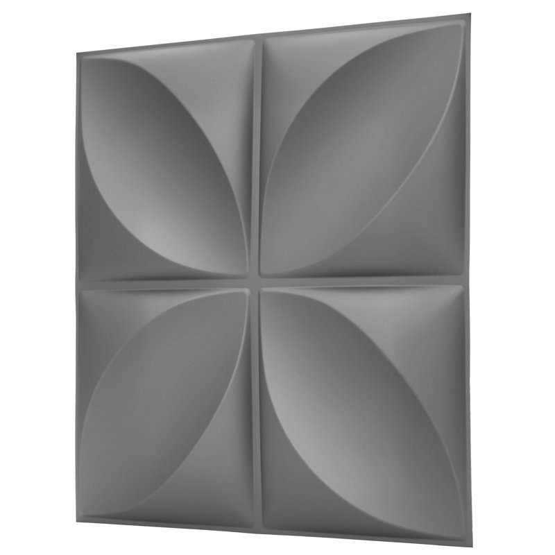 3D Wall Panels With Adhesive Included 19.6" x 19.6" Geometric Convex Shape Wall Paneling, Grey Silver