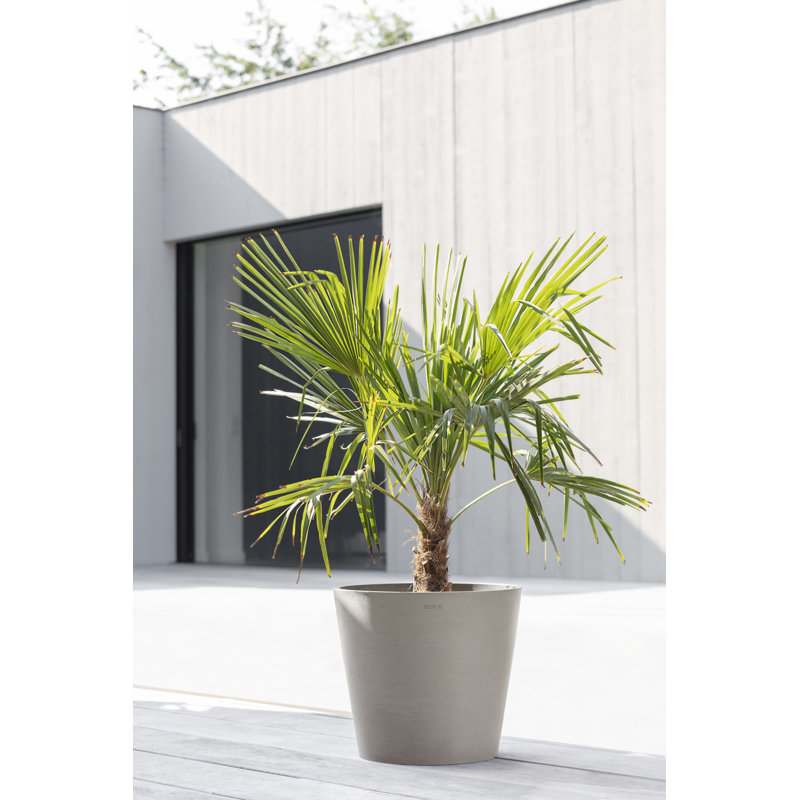 Ecopots Indoor/Outdoor Modern Round Recycled Plastic Planter Flower Pot, 13.75" H x 15.75" W x 15.75" D, Pure White, No