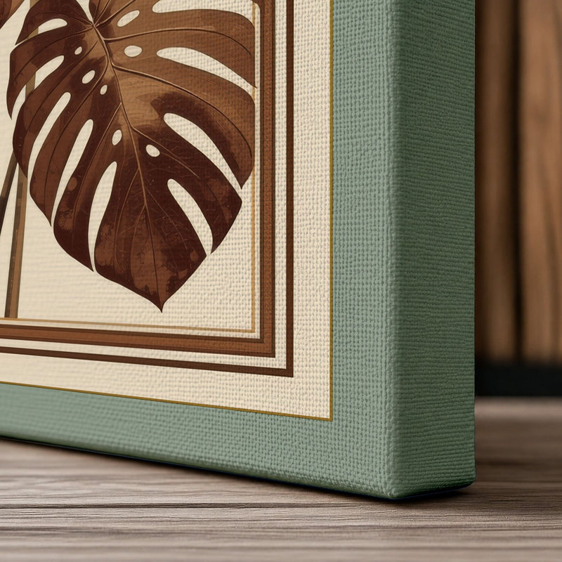 Monstera Triptych Botanical - Wrapped Canvas, 24x16 - 61.0 x 40.6 cm, Sage Border