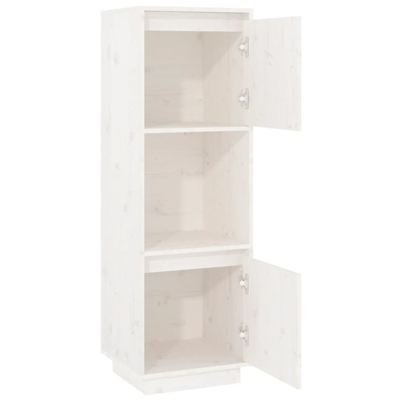 Highboard 38X35x117 Cm Solid Wood Pine, White